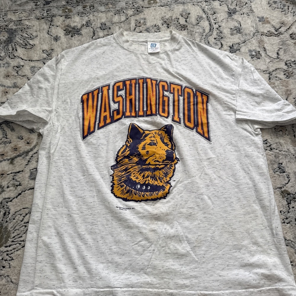 Vintage Washington Huskies Shirt XL Gray NCAA College Tee T-Shirt Belton Tough